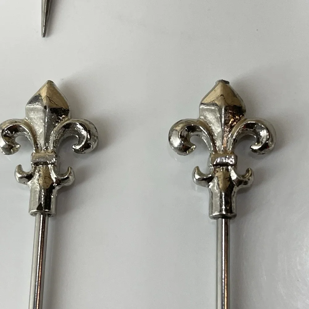 Assorted Stainless Cocktail Picks Skewers Lot Of 21 Fleur de lis Bird Barware
